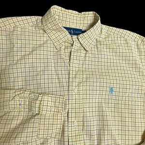 Ralph Lauren Pale Yellow Checked long sleeve classic fit shirt size Large